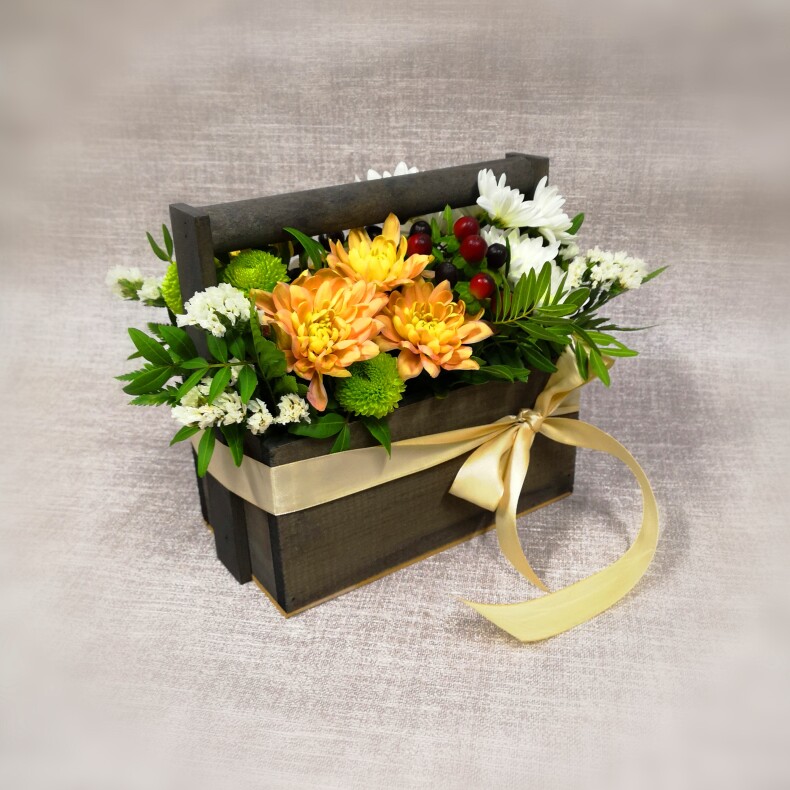 Ящик с хризантемой
